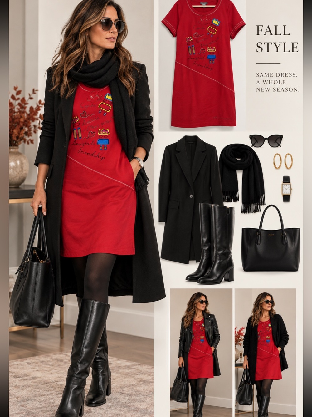 Red Embroidered Midi Dress with Short Sleeves